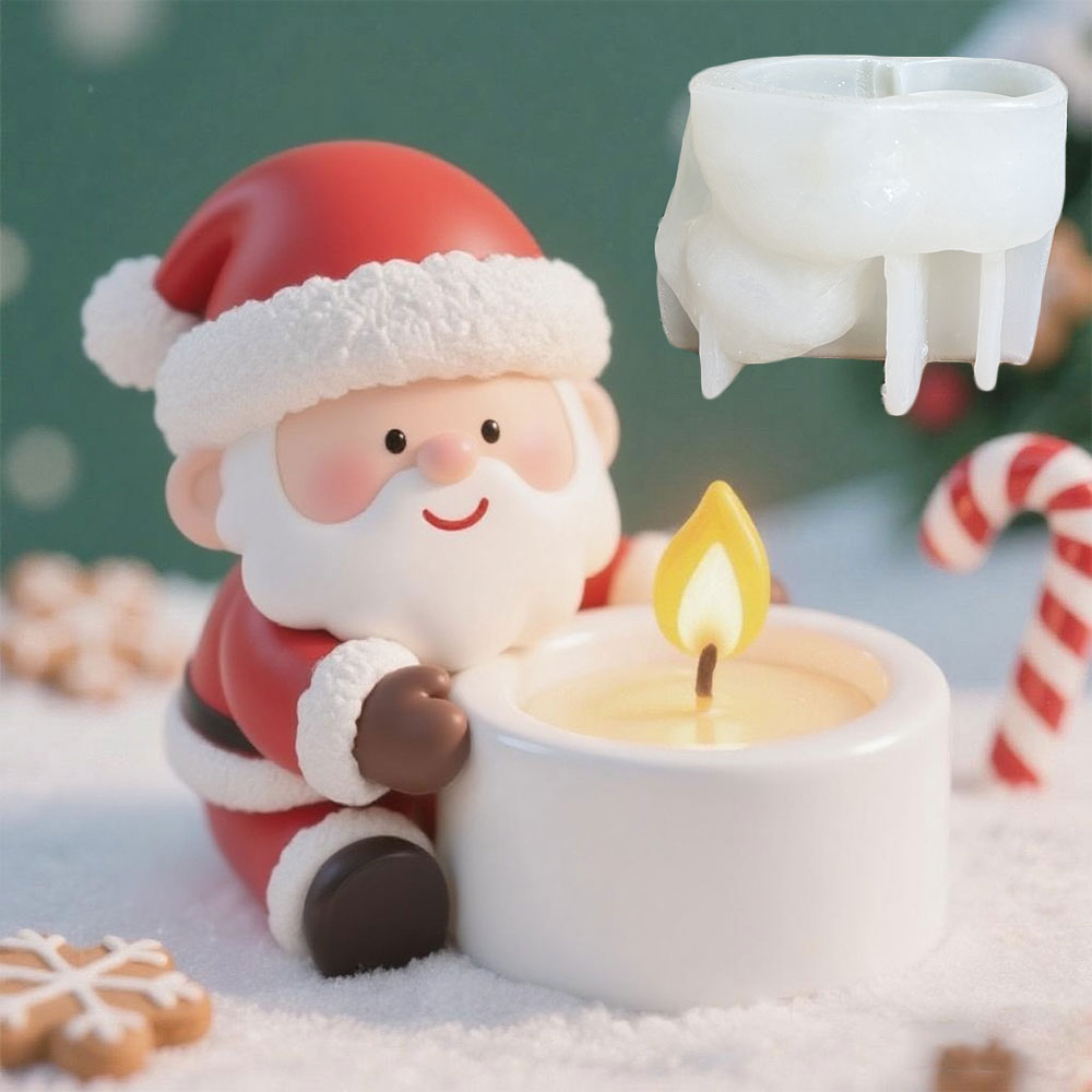 Candle Quotes - แม่พิมพ์ซิลิโคนทำเชิงเทียนซานตาคลอส DIY น่ารัก รูปคนแคระ สำหรับทำเชิงเทียนจากปูนปลาสเตอร์ เรซิ่น