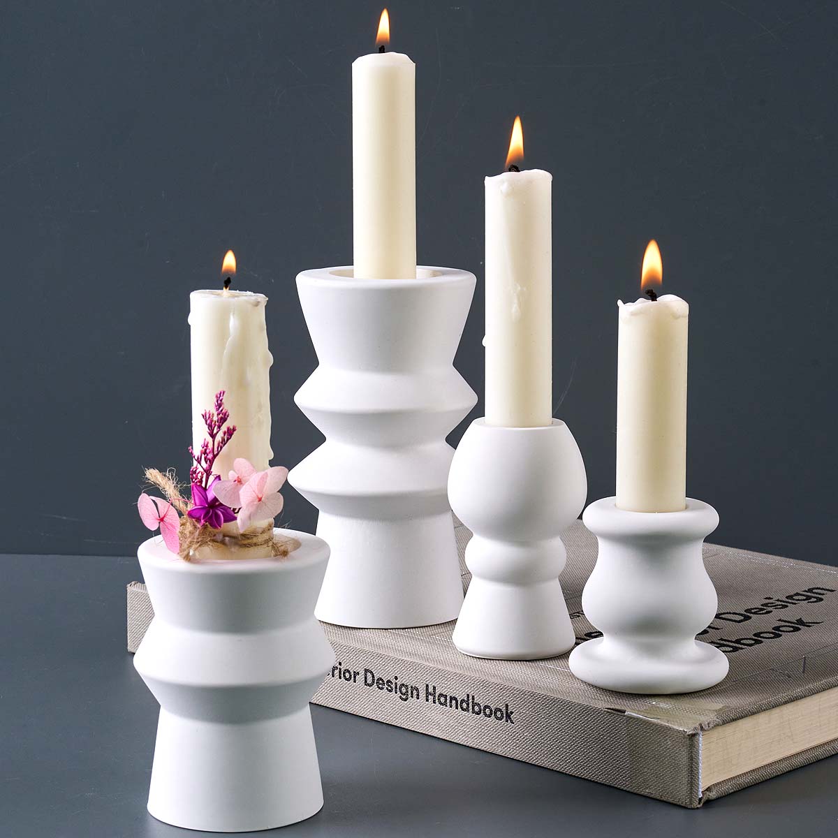 Candle Quotes - แม่พิมพ์ซิลิโคนสำหรับทำเชิงเทียนสไตล์นอร์ดิก รูปทรงเรขาคณิตแบบโรมัน สำหรับงาน DIY ทำเชิงเทียนดินเหนียว ปูนปลาสเตอร์