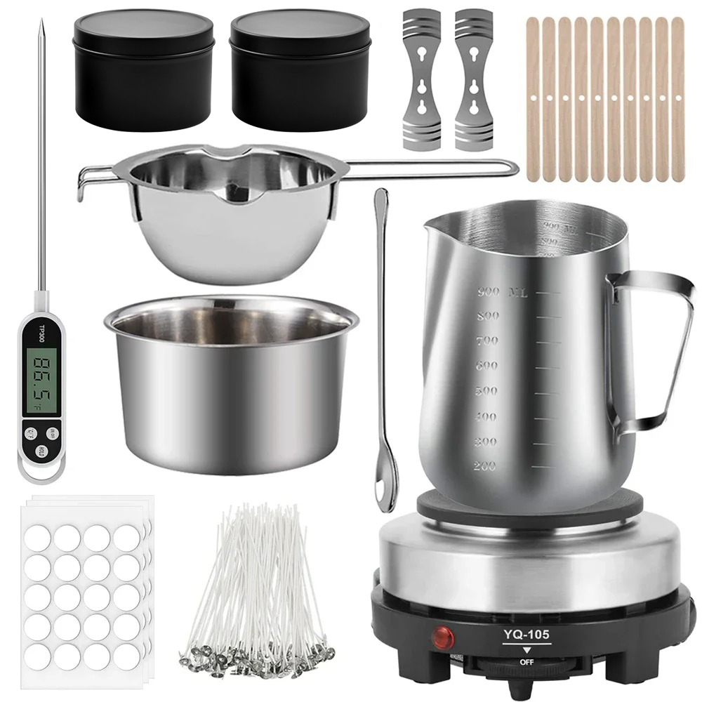 Candle Making Supplies Usa - ชุดทำเทียน DIY Glintmos พร้อมแผ่นทำความร้อน อุปกรณ์ทำเทียนพร้อมหม้อหลอมขี้ผึ้ง ชุดเครื่องมือทำเทียนสำหรับผู้ใหญ่