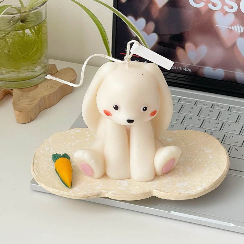 Candle Supplies Shop - แม่พิมพ์ซิลิโคนรูปกระต่ายนั่ง3D แม่พิมพ์เทียนทำจากเรซิ่นรูปสัตว์กระต่ายน่ารักอุปกรณ์ทำเทียนสบู่การตกแต่งบ้านของขวัญแต่งงาน