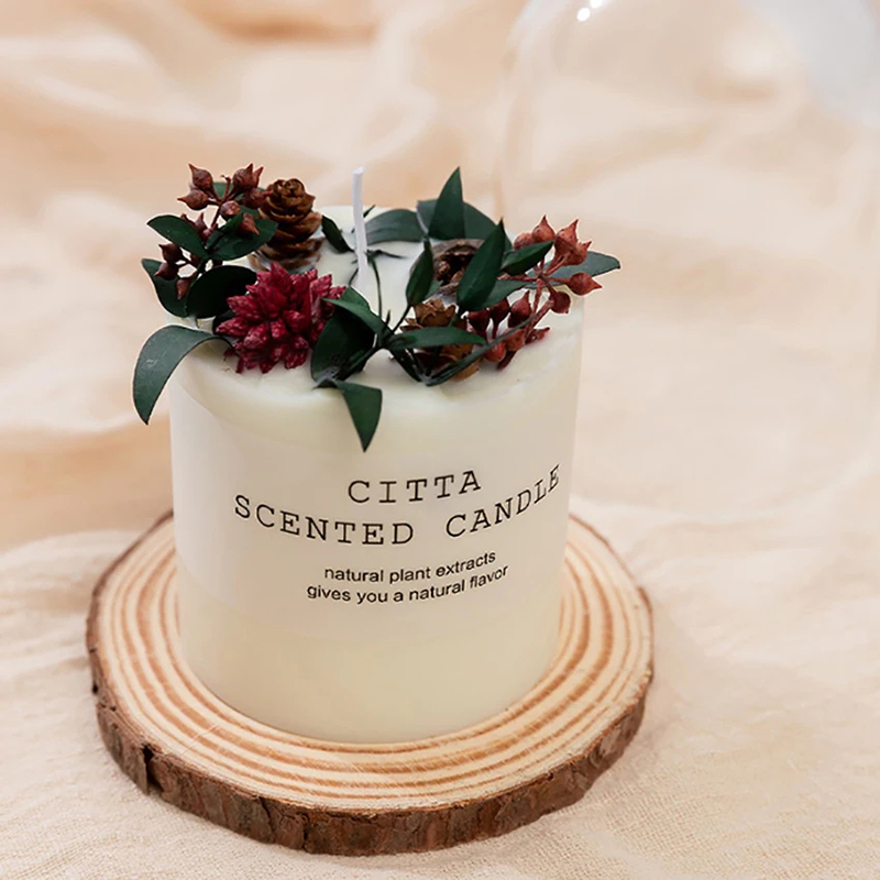 Candle Quotes - เทียนป่าหอมถั่วเหลืองพร้อมแท่นรองไม้, 4กลิ่น, เทียนหอมระเหยสำหรับตกแต่งบ้านทำสมาธิ285กรัม