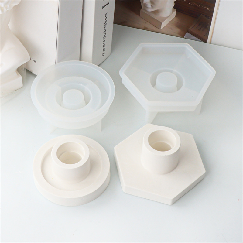 Candle Quotes - แม่พิมพ์ซิลิโคนสำหรับทำเชิงเทียนทรงแท่งกลม DIY ที่วางเทียนทรงหกเหลี่ยม แม่พิมพ์ปูนซีเมนต์ ยิปซัม เรซินอีพ็อกซี่