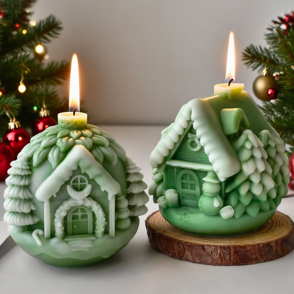 Candle Supplies Shop - DIY Christmas Tree House แม่พิมพ์ซิลิโคน Handmade