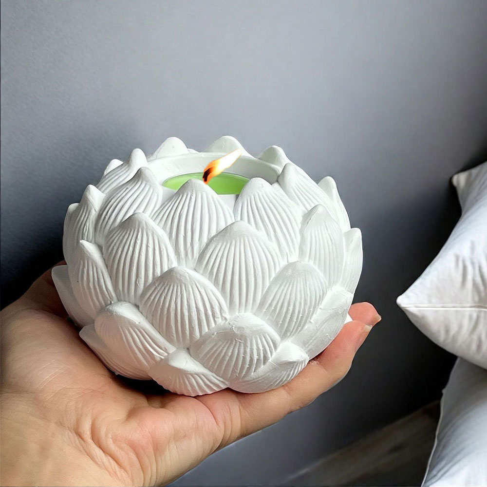Candle Quotes - Lotus แท่งเทียนแม่พิมพ์ซิลิโคน DIY เทียนชามคอนเทนเนอร์คอนกรีตหล่อแม่พิมพ์เรซิ่นยิปซั่มธูปใส่ AROMA Furnace